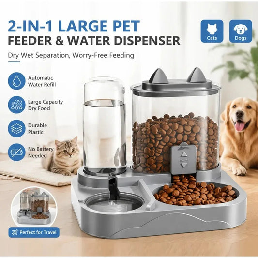 DuoFresh Water and Dry Food Dispenser - Dry/Wet Separation for Cats and Dogs - VESTRA PET