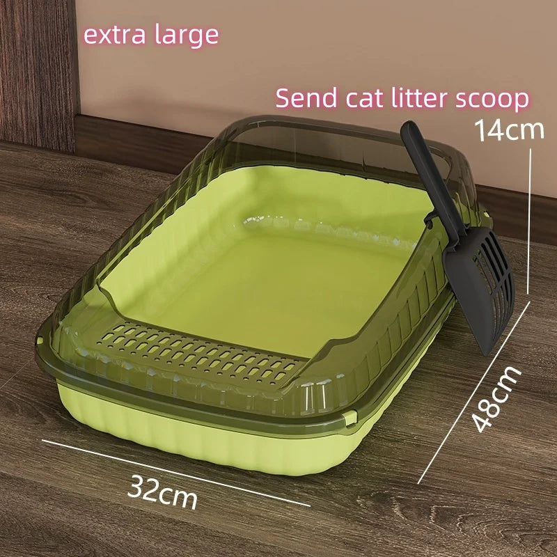 Litiere pour Chat Semi-Fermee - Grande Taille Anti-Eclaboussures