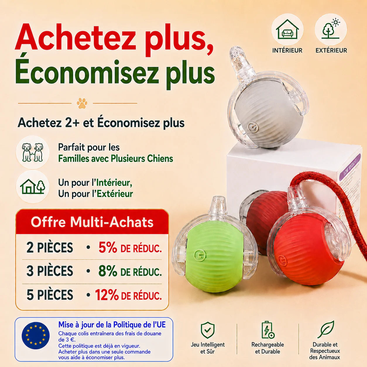 Balle Interactive Automatique pour Chien – vue 2