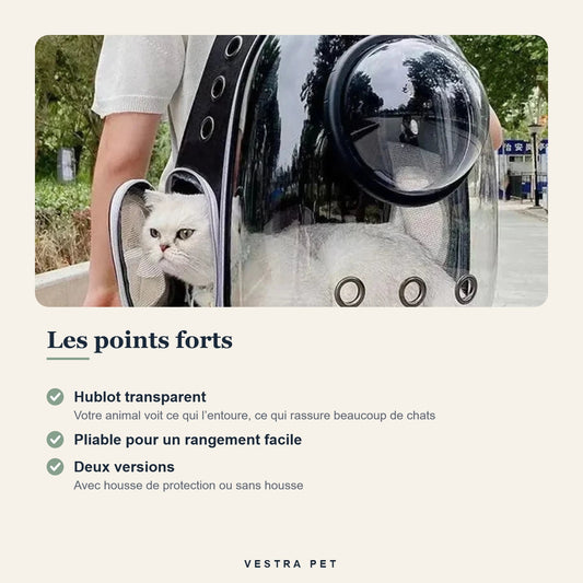 Points forts du sac à dos bulle SpaceView pour chat