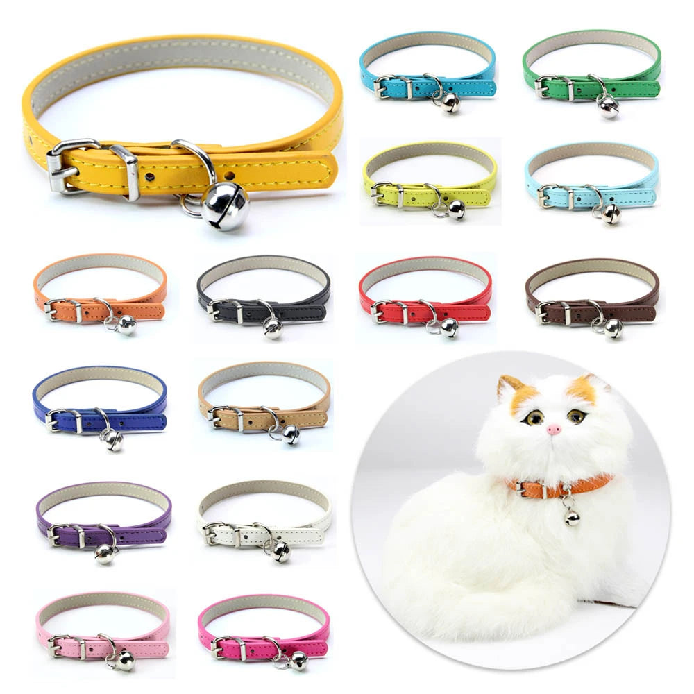 Collier en Cuir avec Clochette pour Chat et Petit Chien