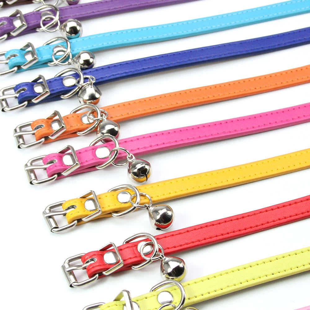 Collier en Cuir avec Clochette pour Chat et Petit Chien