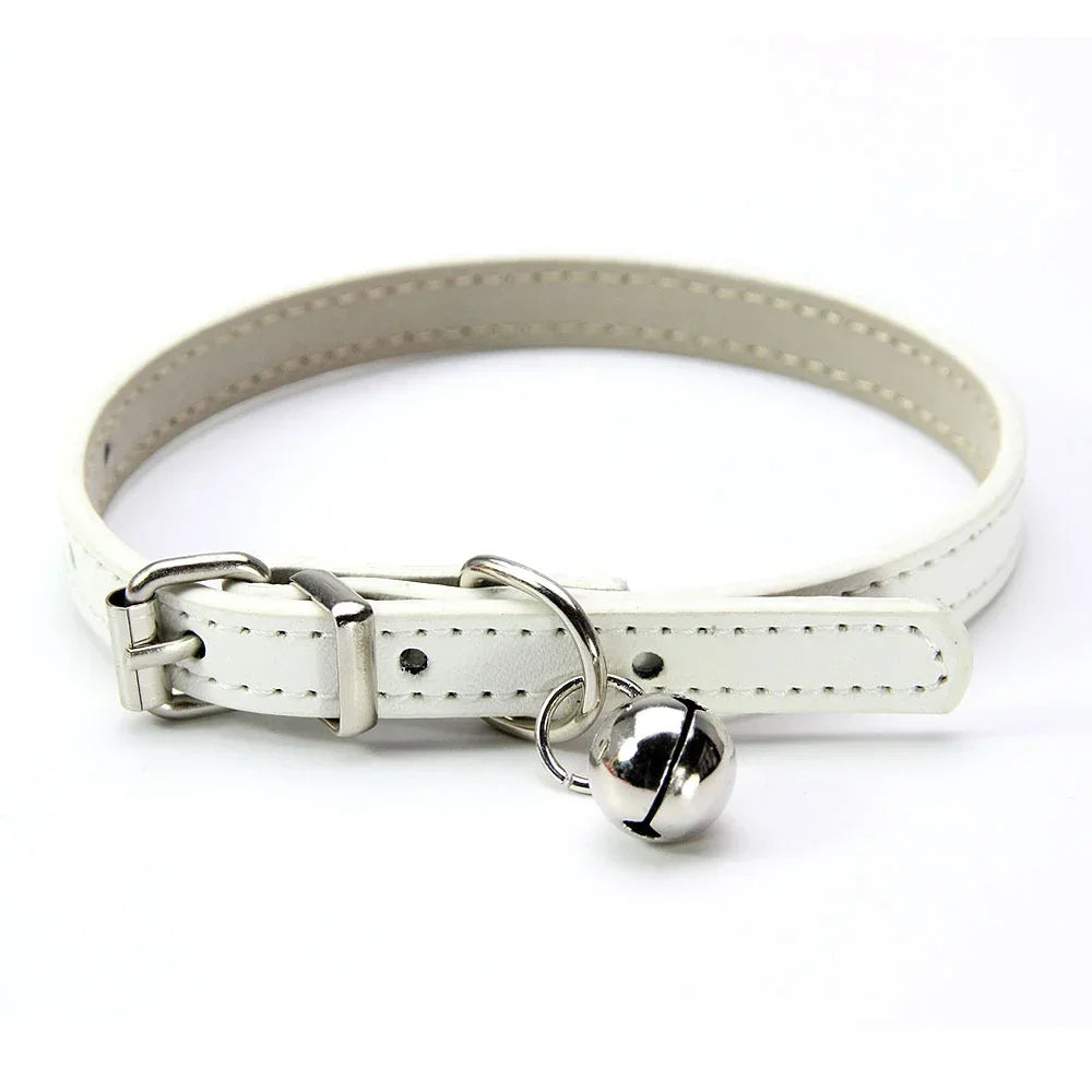 Collier en Cuir avec Clochette pour Chat et Petit Chien