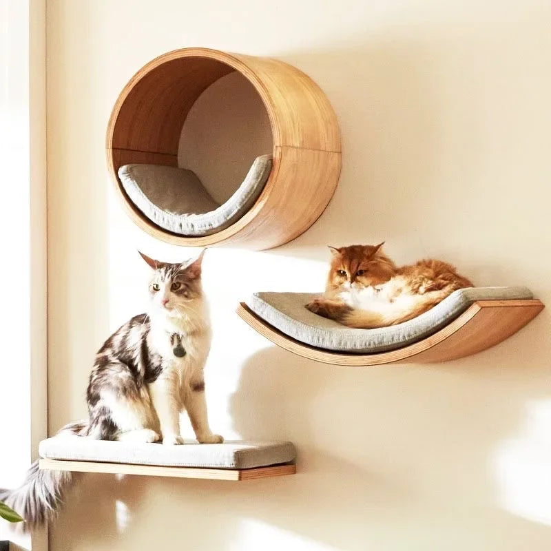 Étagères Murales pour Chat – Marches, Hamac & Plateformes en Bois