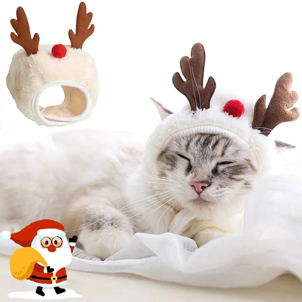Bonnet de Noël pour Chat & Petit Chien – Renne, Père Noël, Sapin ou Bandana