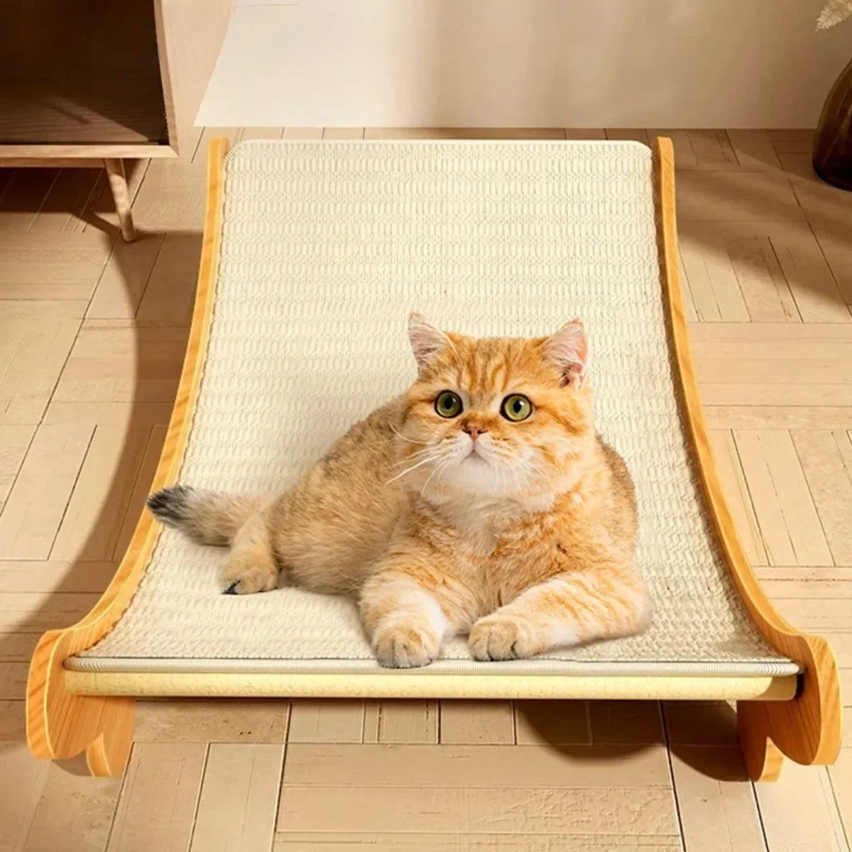 Lit Griffoir en Bois pour Chat – Planche à Griffer Incurvée & Couchette