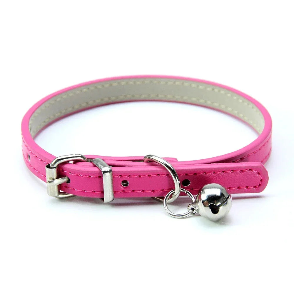 Collier en Cuir avec Clochette pour Chat et Petit Chien