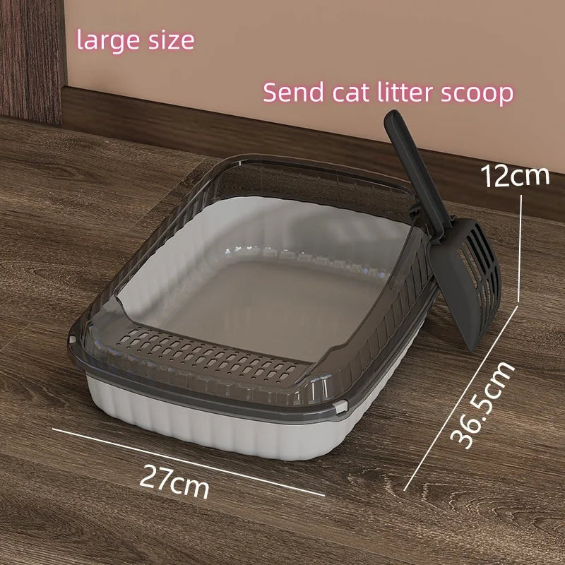 Litiere pour Chat Semi-Fermee - Grande Taille Anti-Eclaboussures