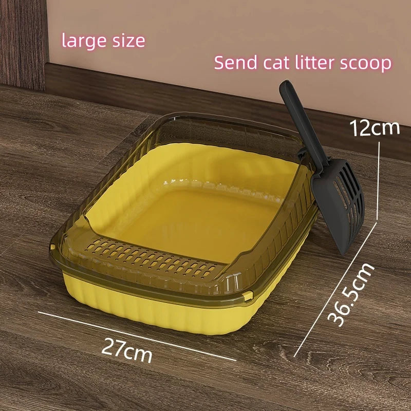 Litiere pour Chat Semi-Fermee - Grande Taille Anti-Eclaboussures