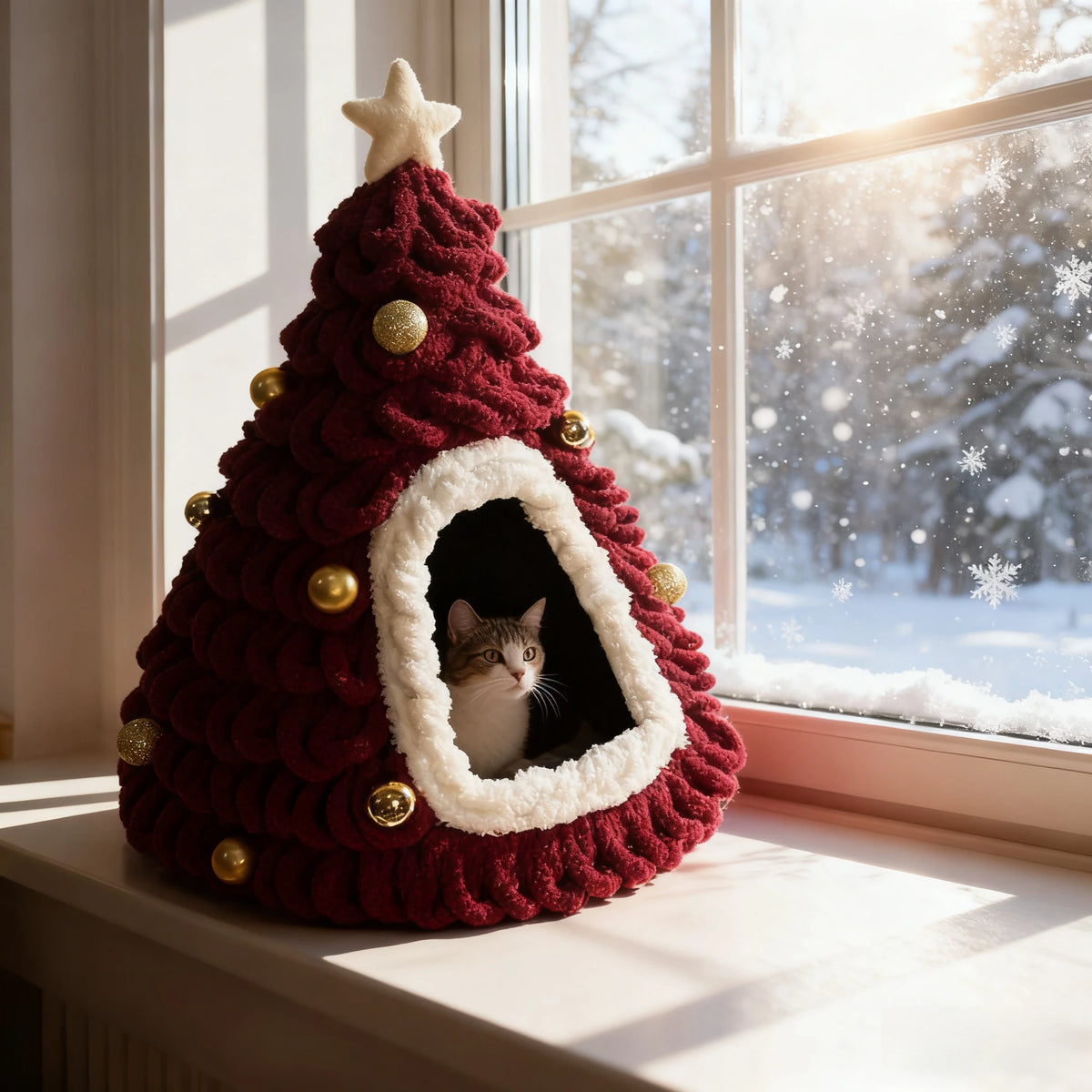 Nid Sapin de Noël pour Chat – Maison Tricotée Main