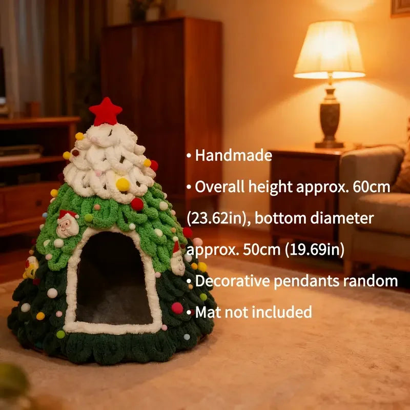 Nid Sapin de Noël pour Chat – Maison Tricotée Main