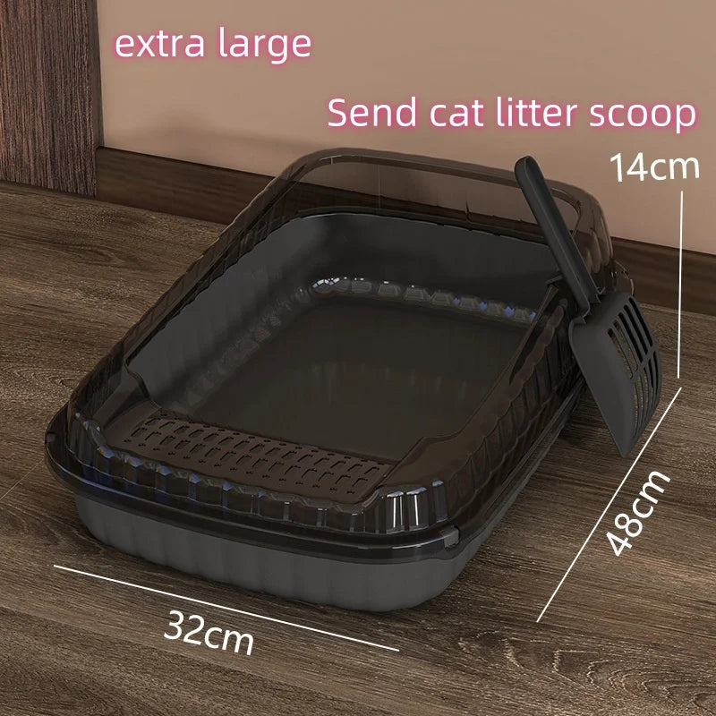 Litiere pour Chat Semi-Fermee - Grande Taille Anti-Eclaboussures