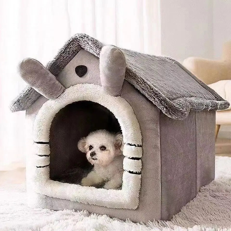 Niche d'Intérieur Douillette – Maison Peluche pour Chien & Chat, Coussin Lavable