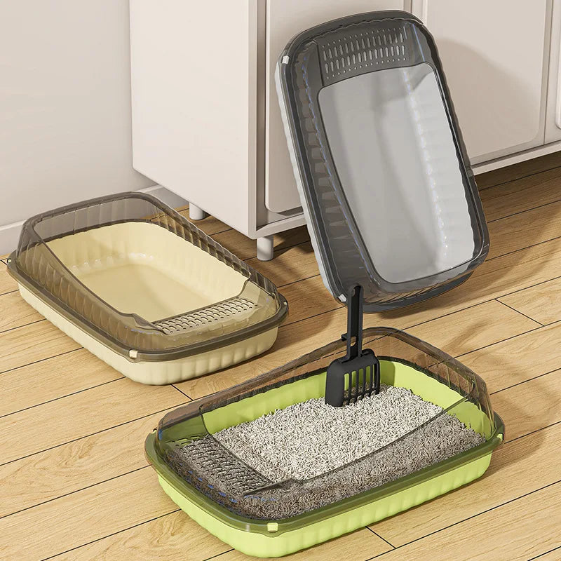 Litiere pour Chat Semi-Fermee - Grande Taille Anti-Eclaboussures