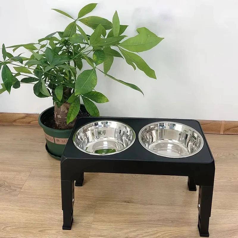 Gamelles Surelevees pour Chien - Support Ajustable Double Inox