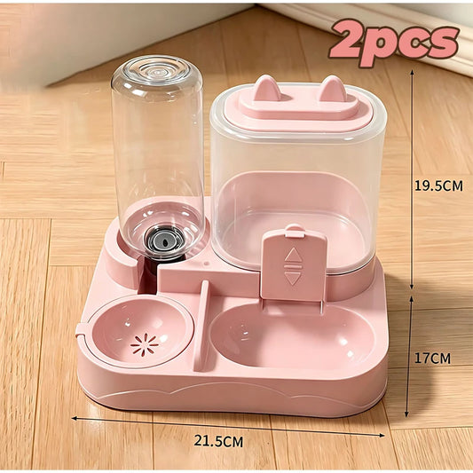 Distributeur Eau & Croquettes DuoFresh – Rose 2pcs