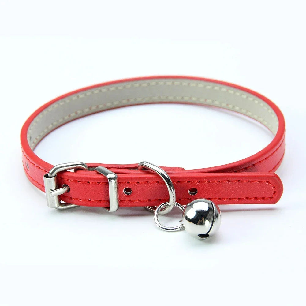 Collier en Cuir avec Clochette pour Chat et Petit Chien