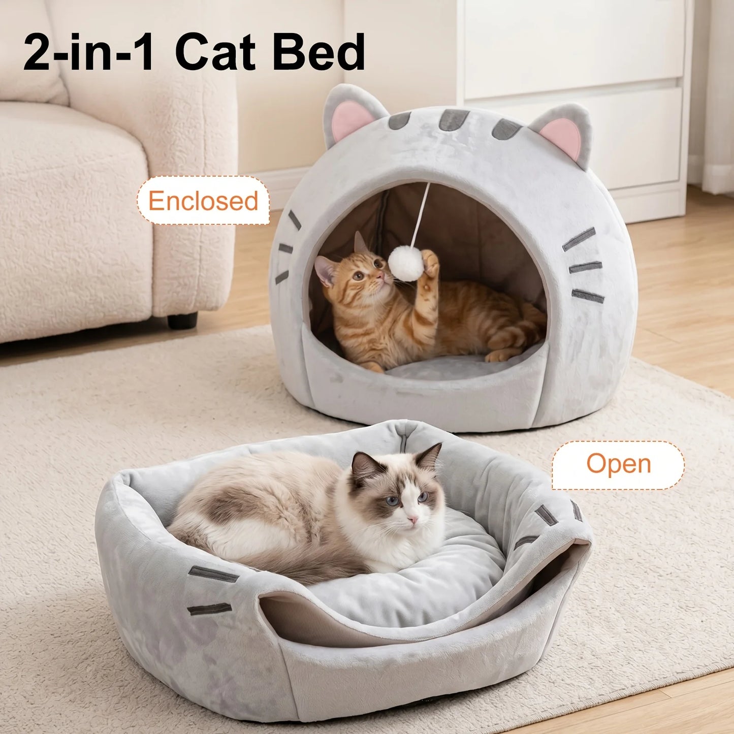 Igloo Classique pour Chat - Canopy Thermique et Coussin