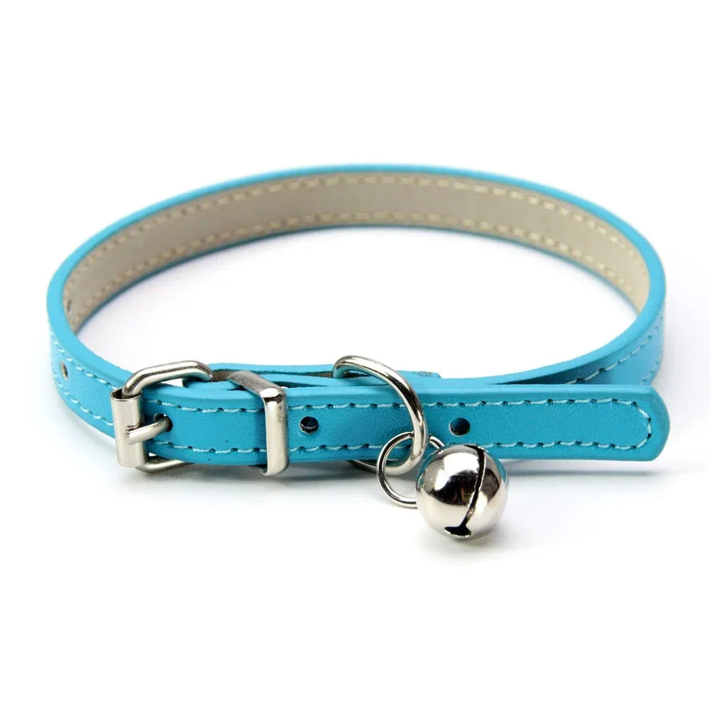 Collier en Cuir avec Clochette pour Chat et Petit Chien