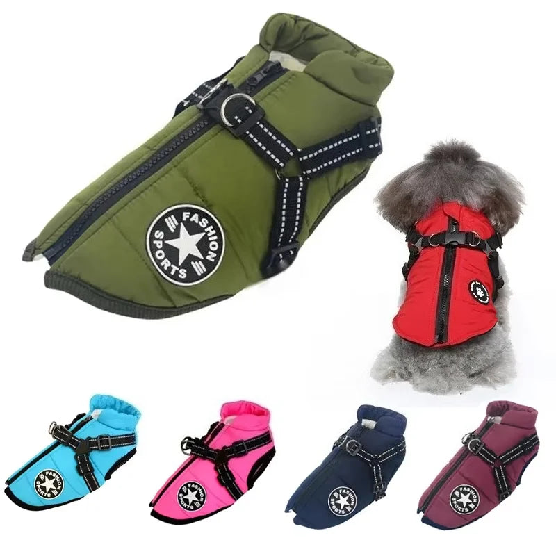 Veste d'Hiver avec Harnais Intégré pour Chien – Imperméable, Moyen & Grand Chien