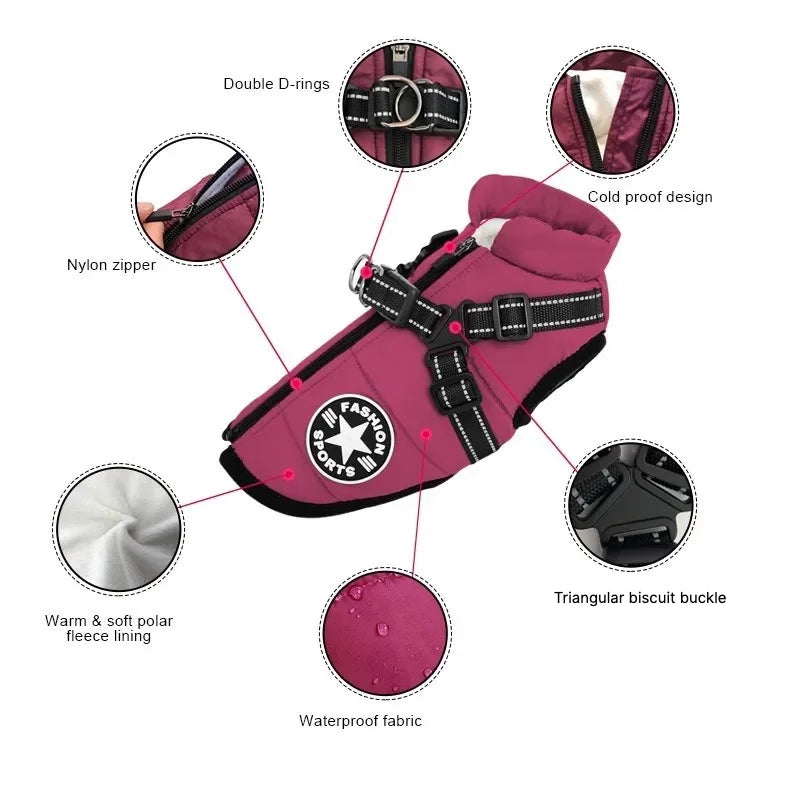 Veste d'Hiver avec Harnais Intégré pour Chien – photo 2