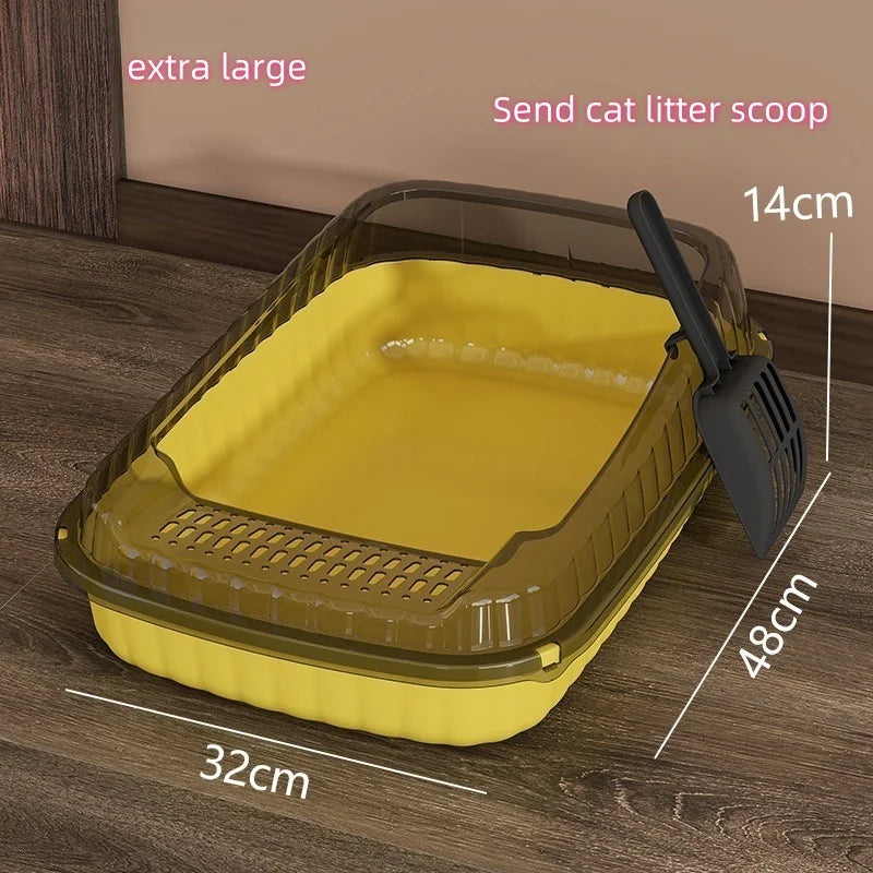 Litiere pour Chat Semi-Fermee - Grande Taille Anti-Eclaboussures