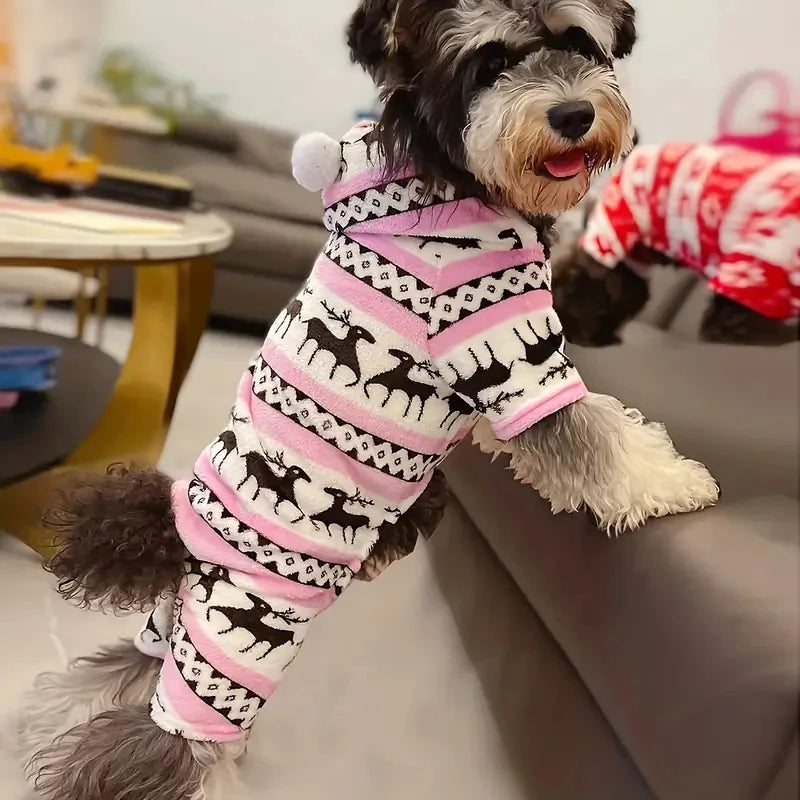 Pyjama de Noël à Capuche pour Chien – Motif Rennes