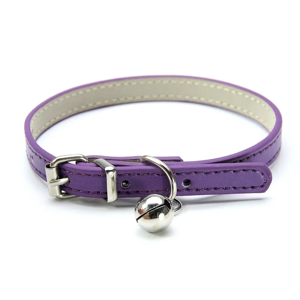 Collier en Cuir avec Clochette pour Chat et Petit Chien