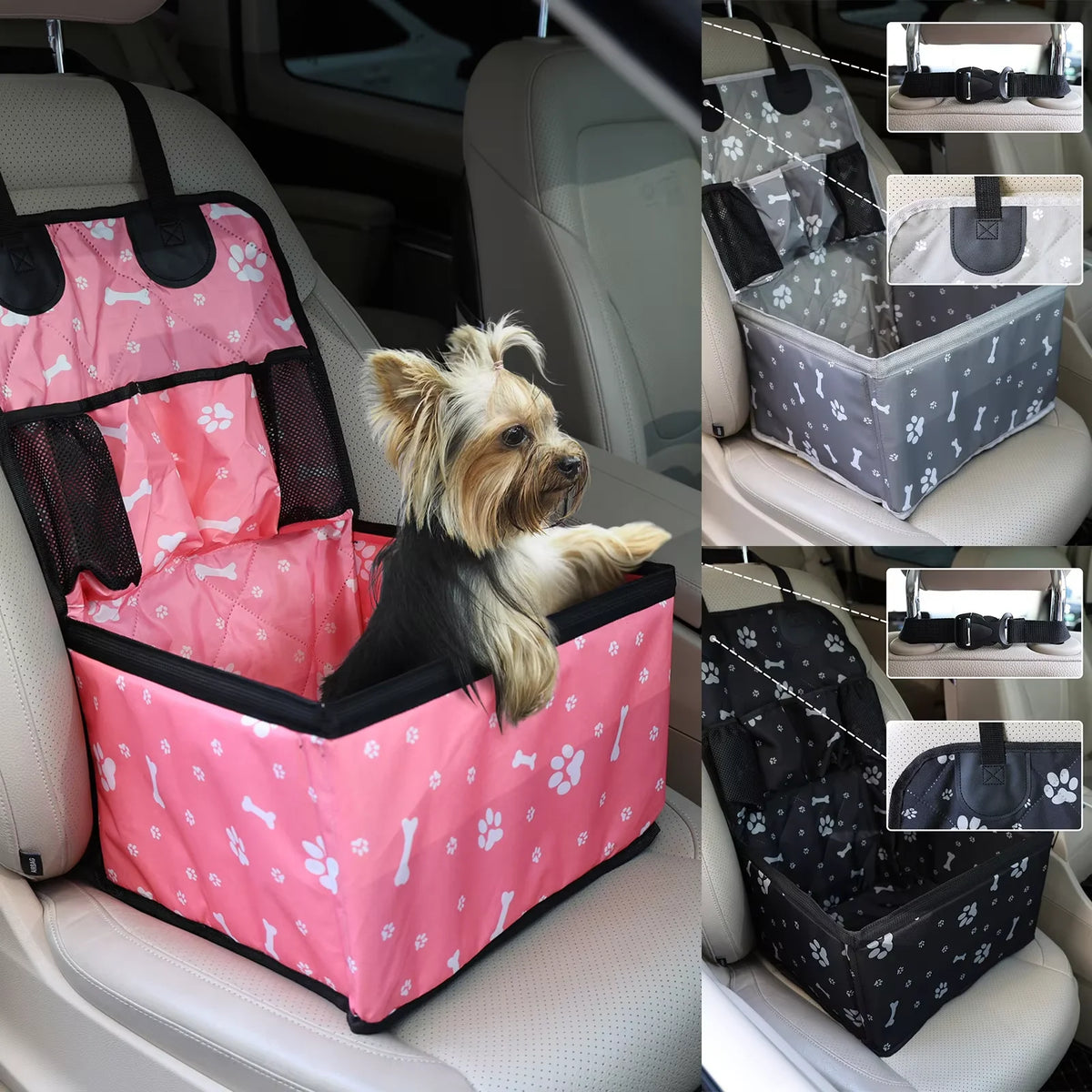 Siège Auto pour Petit Chien – Rehausseur avec Poches de Rangement