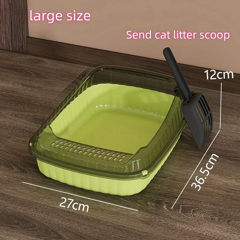 Litiere pour Chat Semi-Fermee - Grande Taille Anti-Eclaboussures
