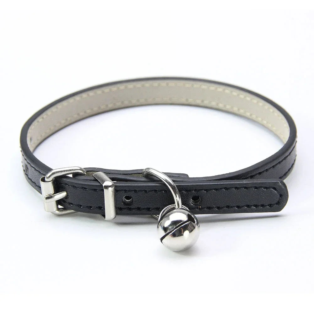 Collier en Cuir avec Clochette pour Chat et Petit Chien