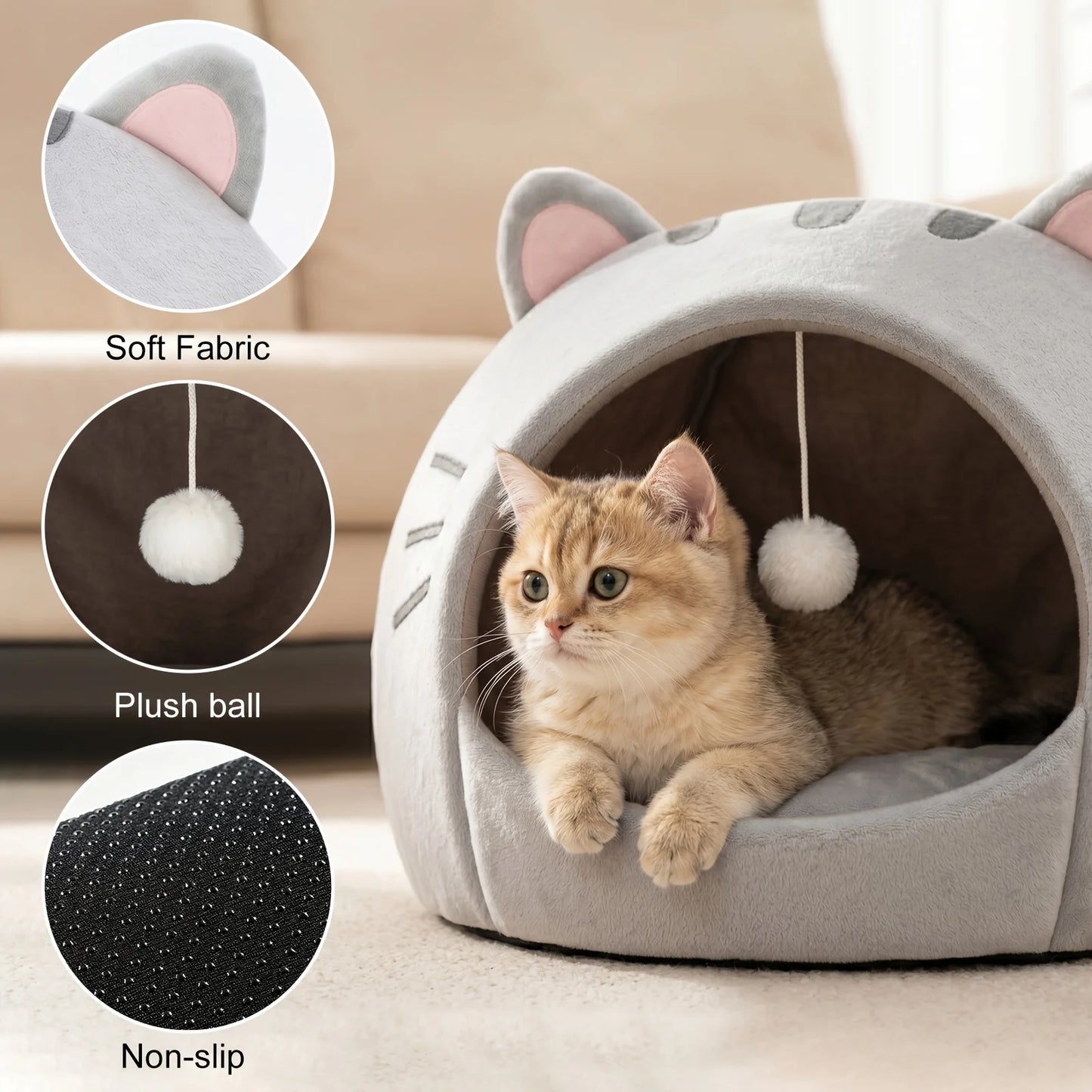 Igloo Classique pour Chat - Canopy Thermique et Coussin