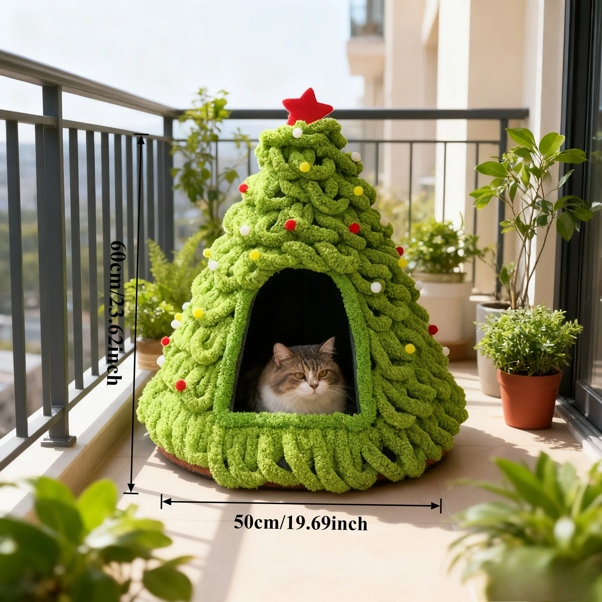 Nid Sapin de Noël pour Chat – Maison Tricotée Main