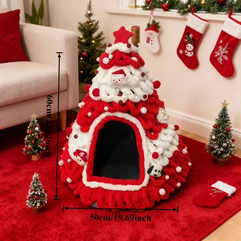 Nid Sapin de Noël pour Chat – Maison Tricotée Main