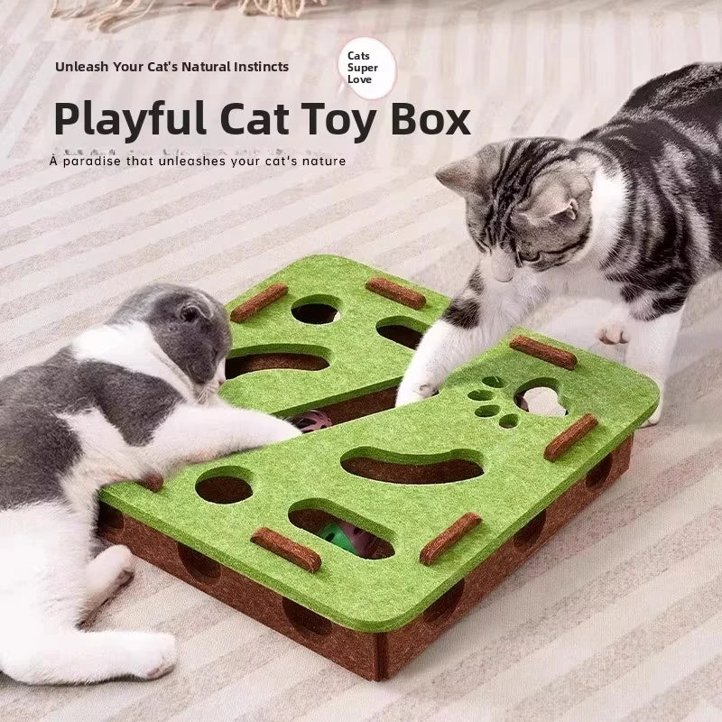 Boîte Puzzle en Feutre pour Chat – Jeu de Chasse avec Balle