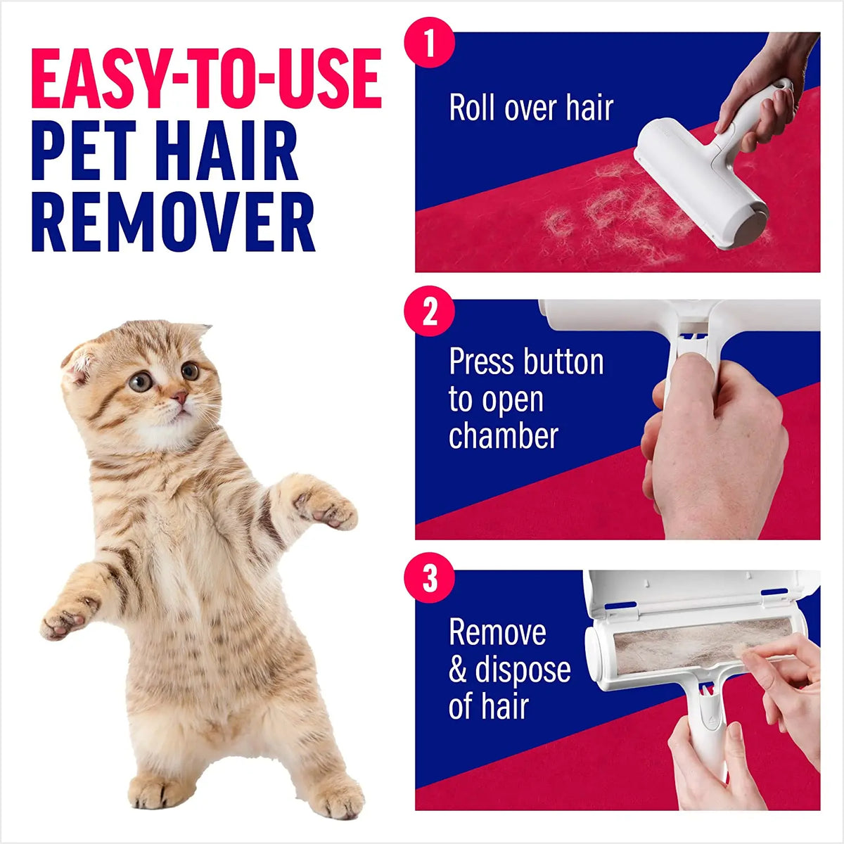 Rouleau anti-poils réutilisable pour chien et chat – vue 3