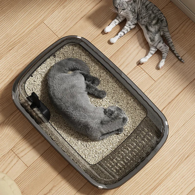 Litiere pour Chat Semi-Fermee - Grande Taille Anti-Eclaboussures