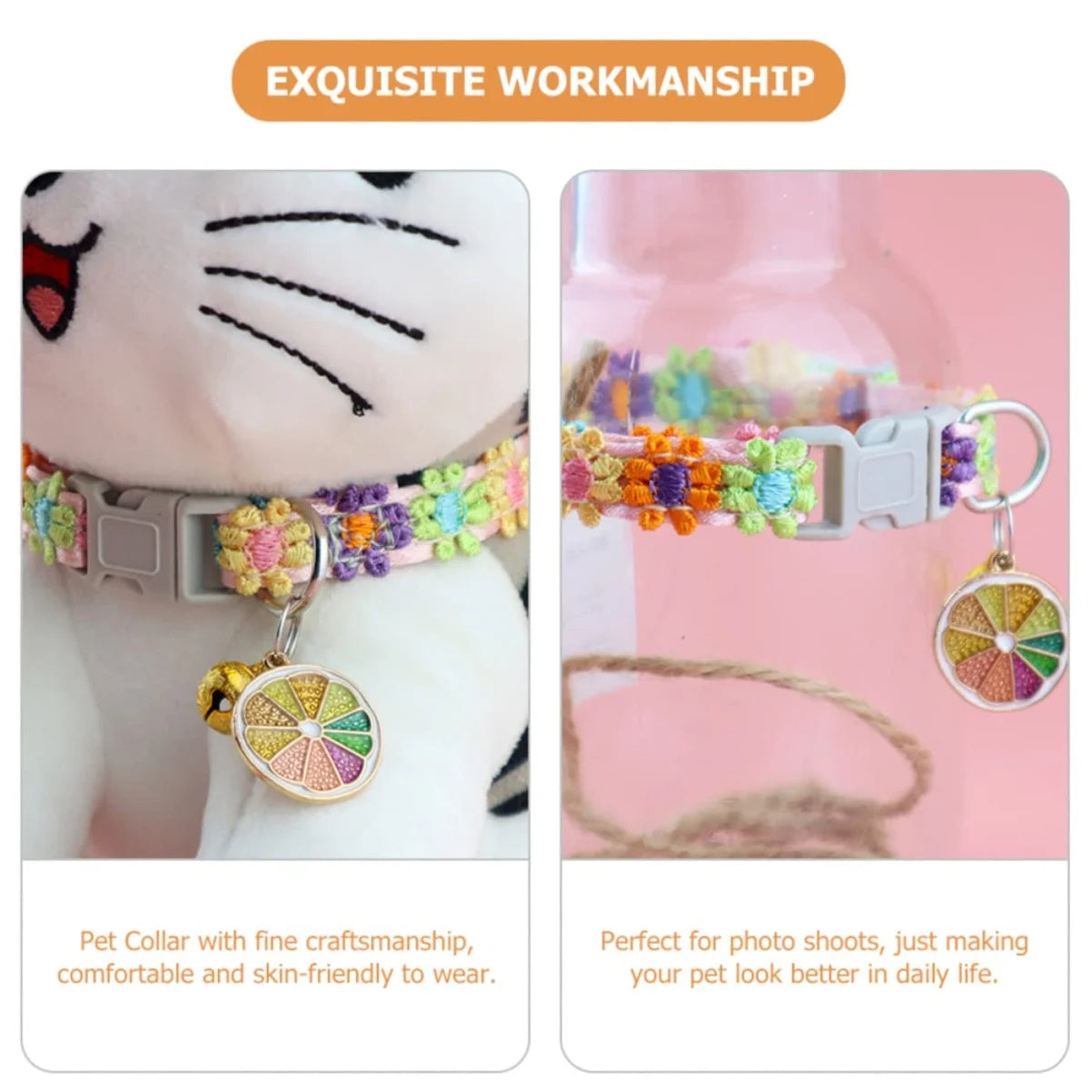 Collier a Clochette pour Chien et Chat - Motif Empreintes Colore