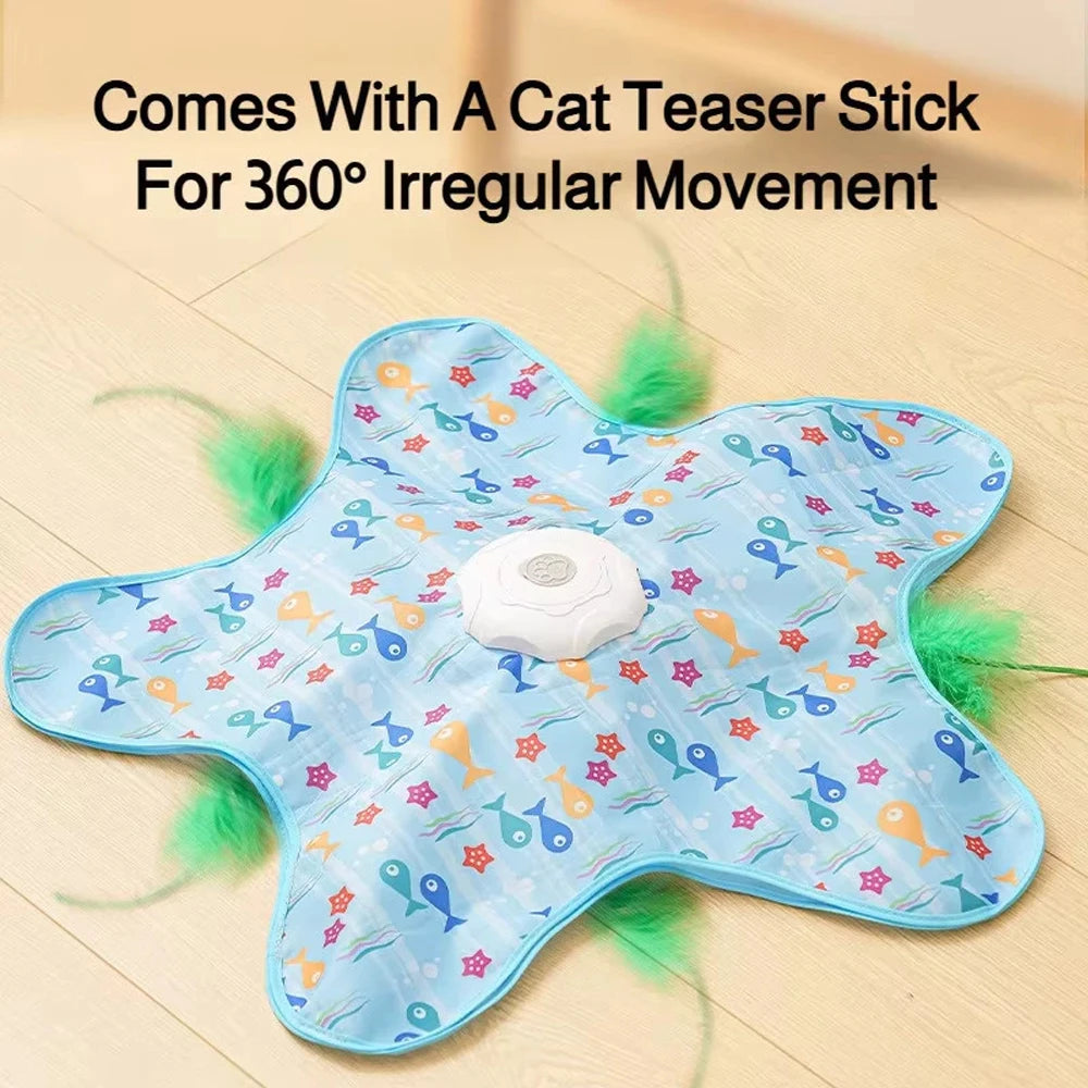 Jouet Interactif Chat – Souris Cachée & Plumes qui Bougent, Détecteur de Mouvement