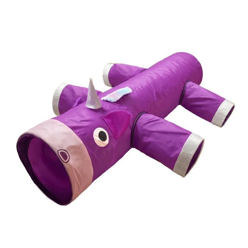 Tunnel Géant Licorne pour Chat – 6 Entrées, Pliable