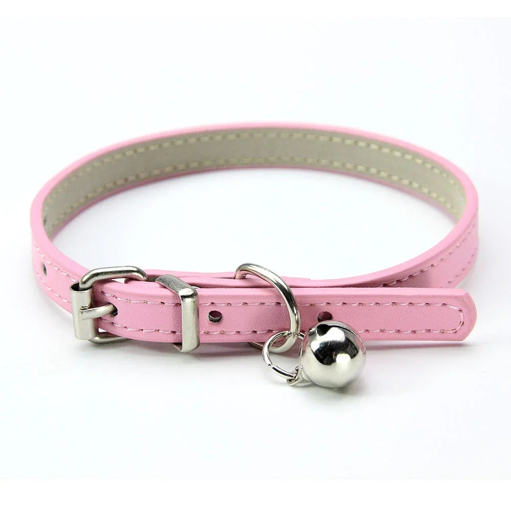 Collier en Cuir avec Clochette pour Chat et Petit Chien