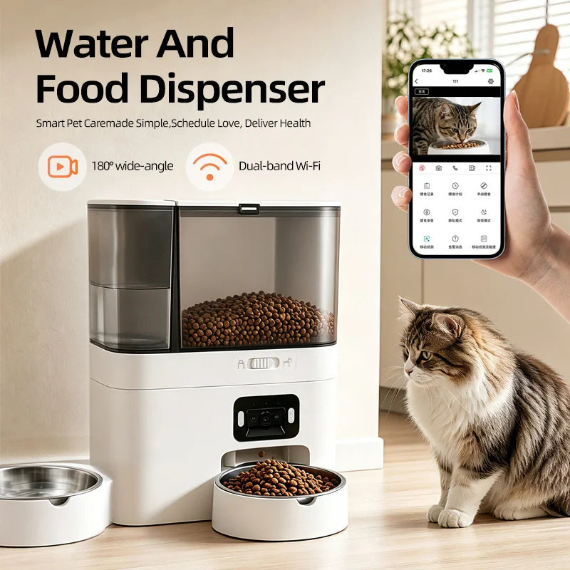 Distributeur Croquettes & Eau 2 en 1 avec Caméra WiFi - Chien & Chat