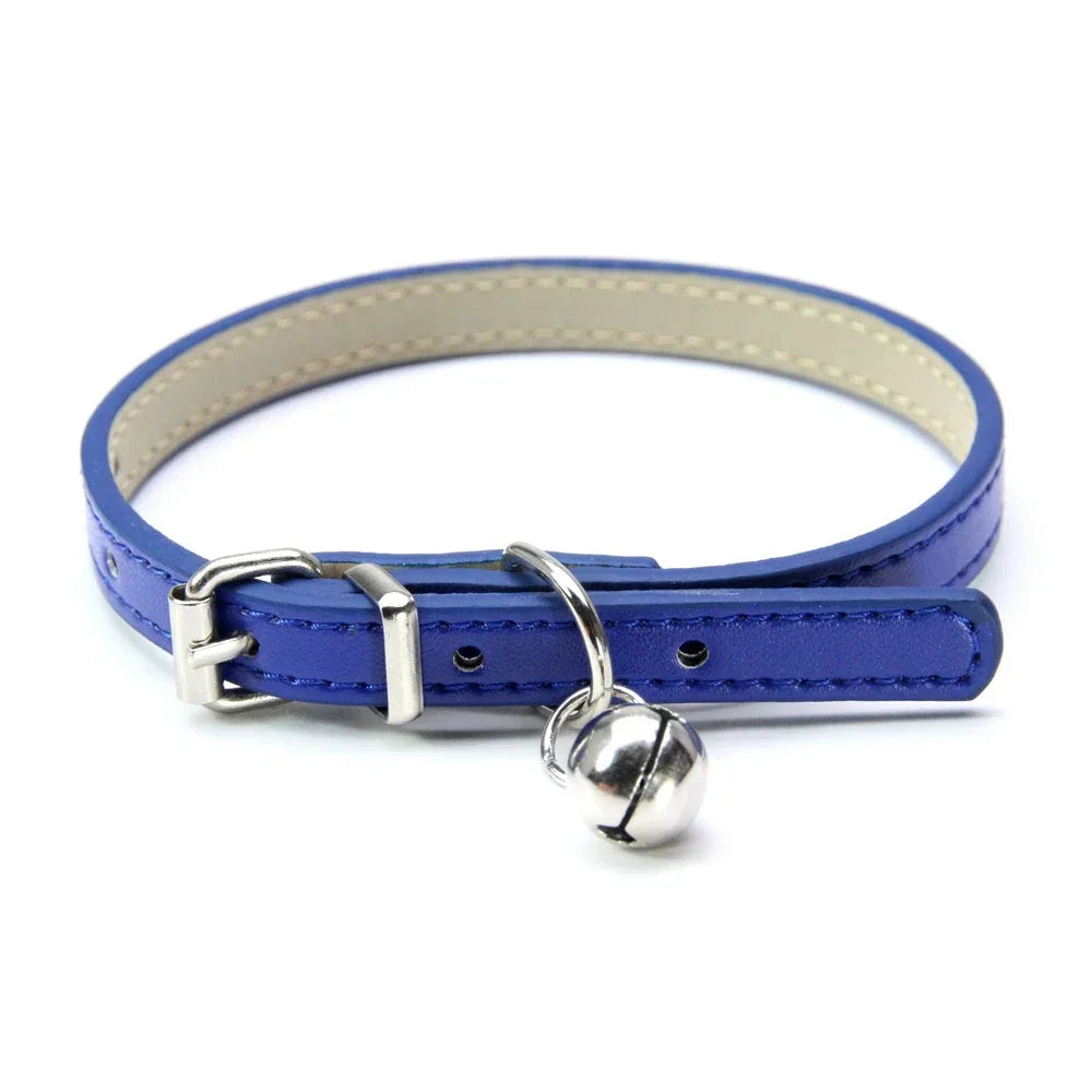 Collier en Cuir avec Clochette pour Chat et Petit Chien