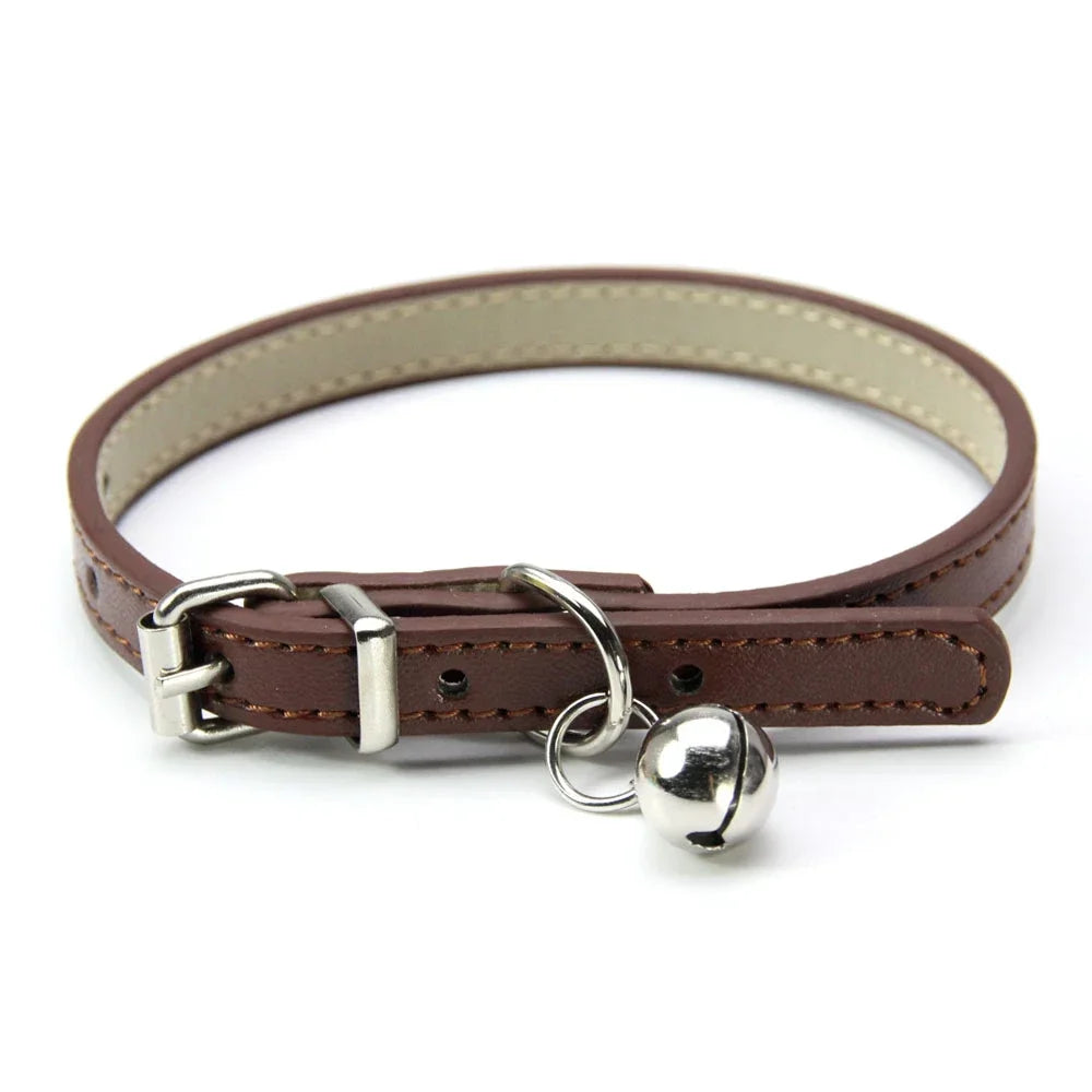 Collier en Cuir avec Clochette pour Chat et Petit Chien