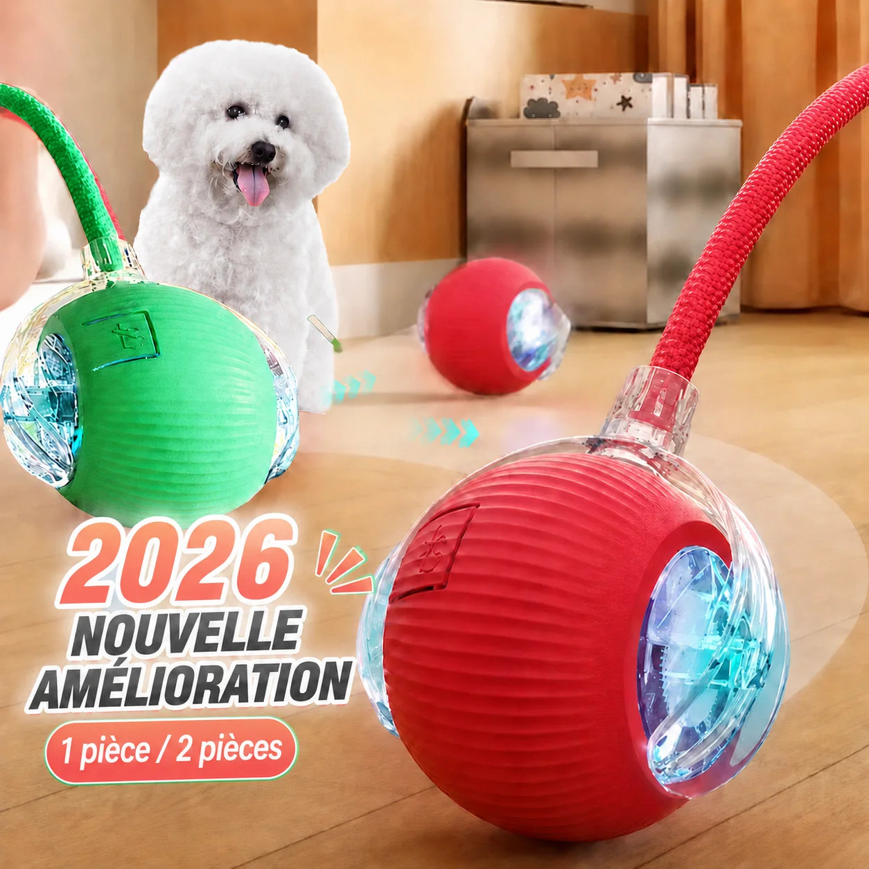 Balle Interactive Automatique pour Chien - Rechargeable et Intelligente