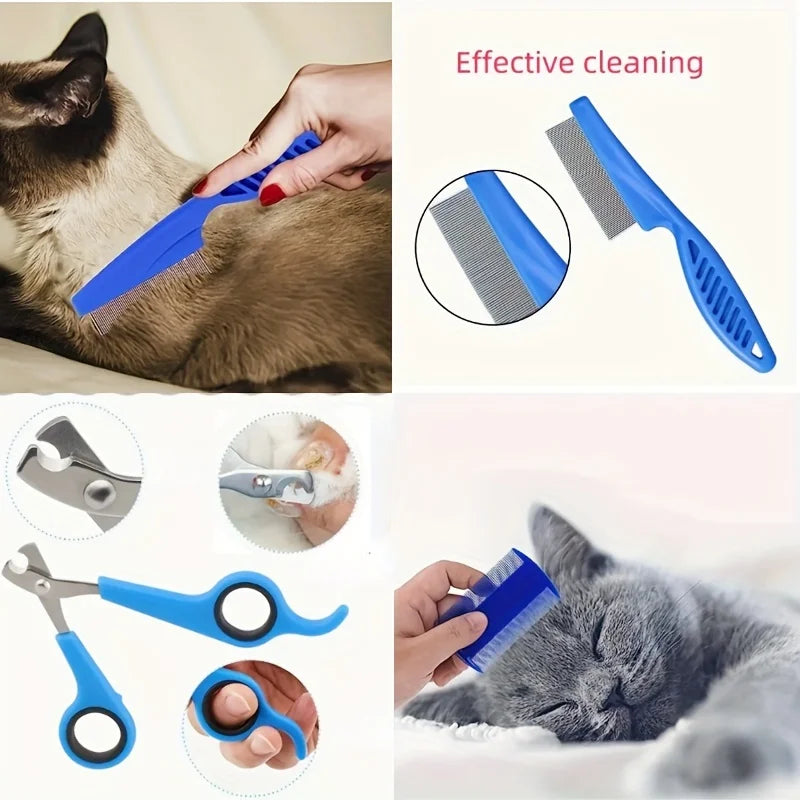 Kit Toilettage Complet 8 Pièces – Brosse, Ciseaux, Gant & Accessoires