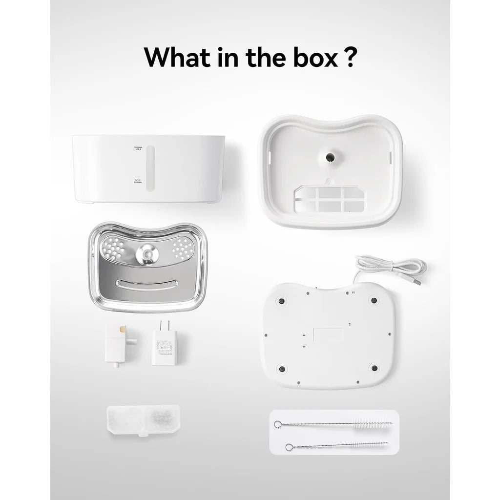 Fontaine à Eau pour Chat 2,5L avec Application - Connectée Inox