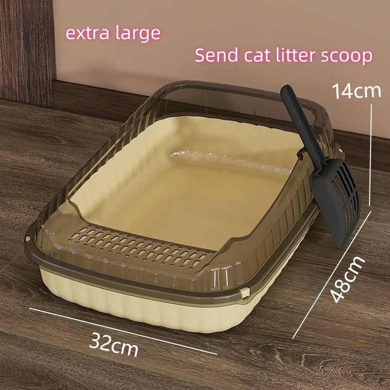 Litiere pour Chat Semi-Fermee - Grande Taille Anti-Eclaboussures