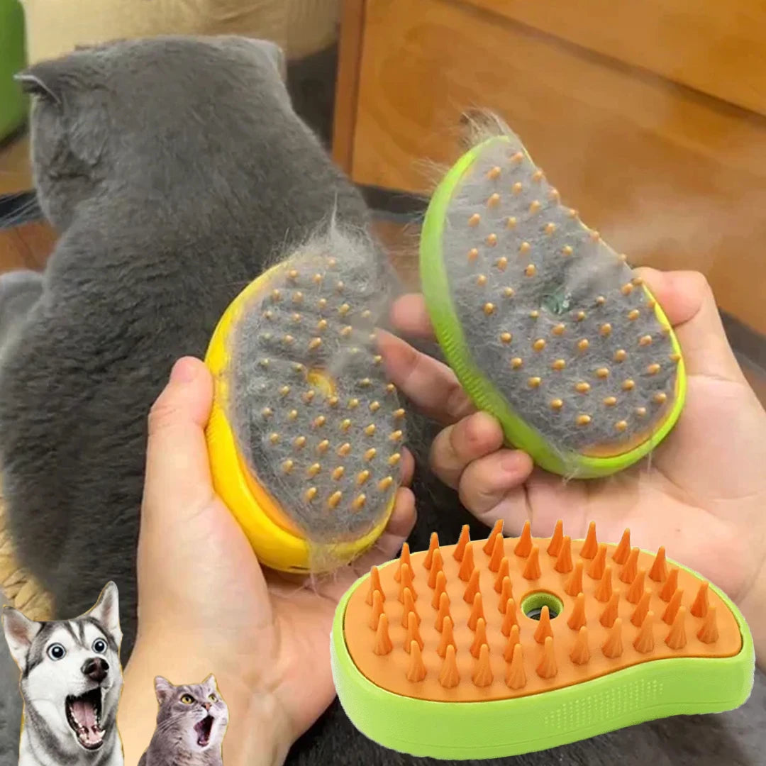 Brosse Vapeur 3en1 pour Chien et Chat - Massage et Toilettage
