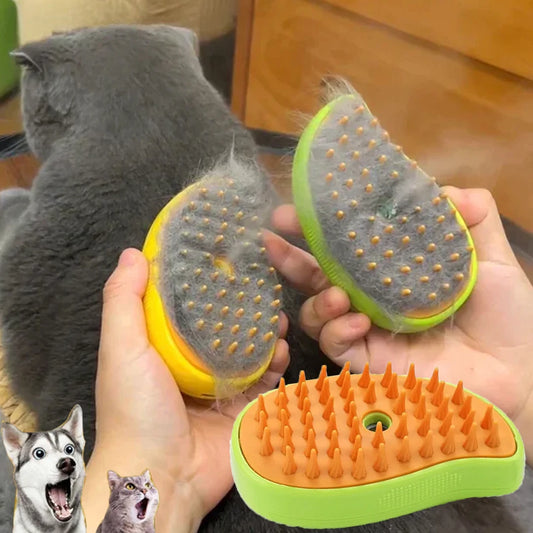 3-in-1 Steam Brush for Dogs and Cats - Massage and Grooming